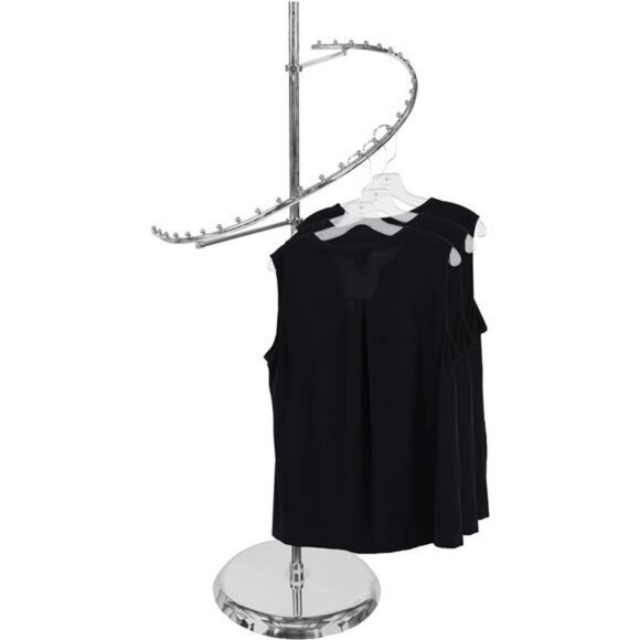 Sleek Chrome Spiral Clothing Rack - 29 Ball Retail Clothing Display Stand - 63"H - Picture 6 of 8